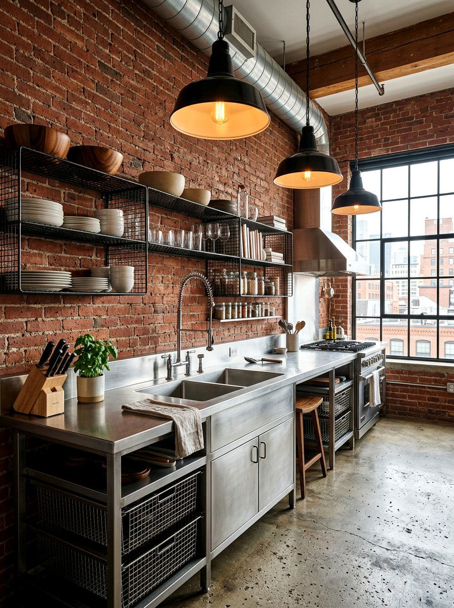 Industrial steel sink counter - 30 integrated sink countertop ideas