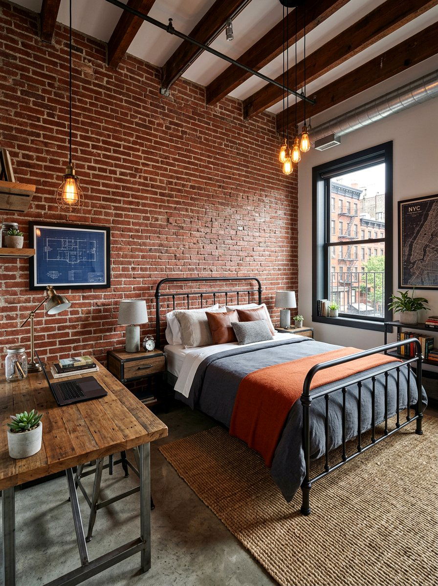 Industrial style bedroom - 30 boys bedroom decor ideas