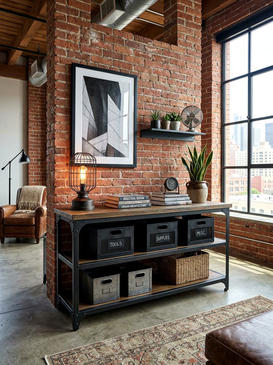 Industrial style console decor - 30 hallway console styling ideas