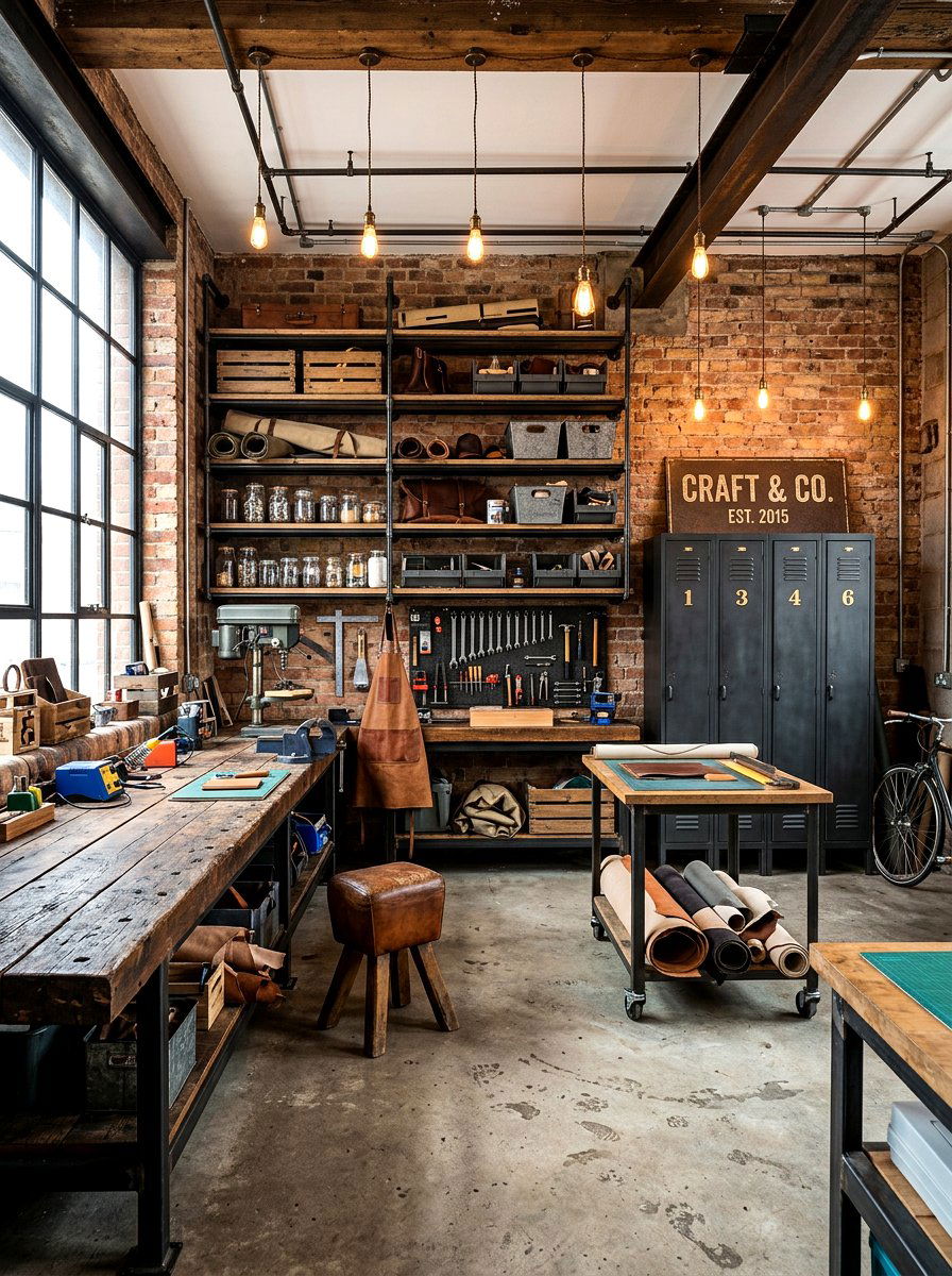Industrial style craft workshop - 30 craft corner ideas