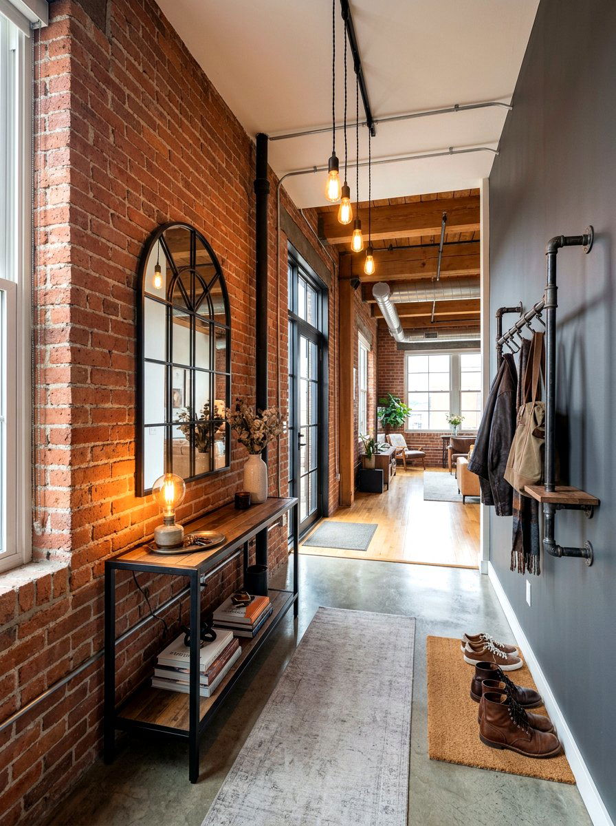 Industrial style entryway - 30 entryway makeover ideas