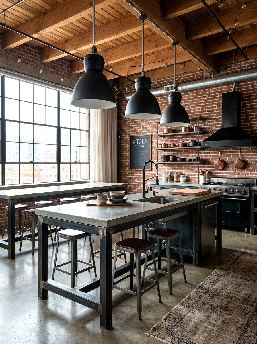 Industrial style kitchen islands - 30 double island kitchen ideas
