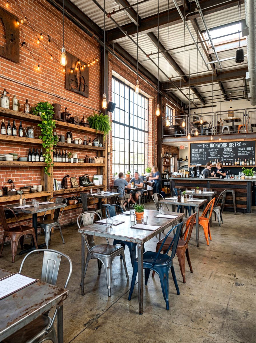 Industrial style metal bistro - 30 bedroom breakfast nook ideas