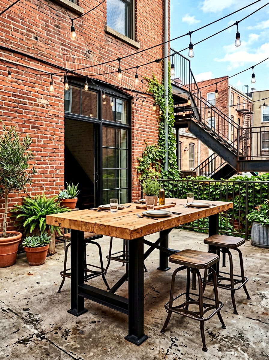 Industrial style patio - 30 outdoor dining nook ideas