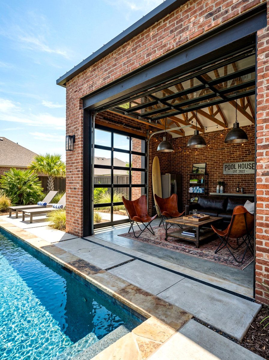 Industrial style pool house - 30 modern pool house ideas