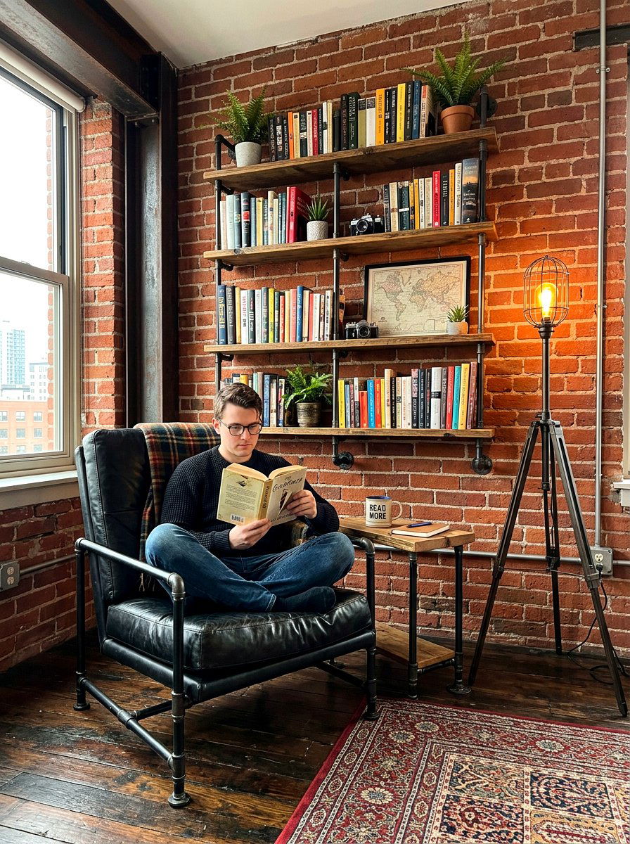 Industrial style reading spot - 30 bedroom reading corner ideas