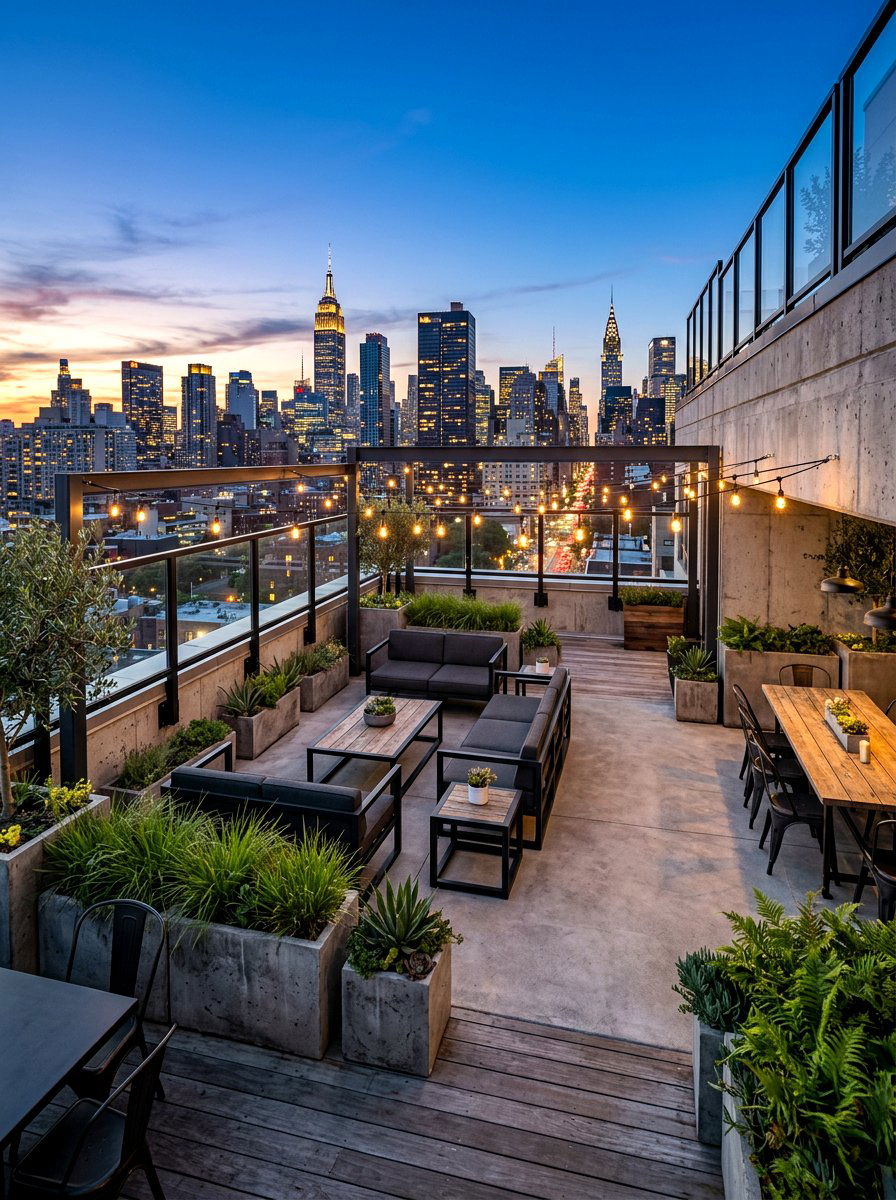 Industrial style rooftop - 30 city terrace decor ideas