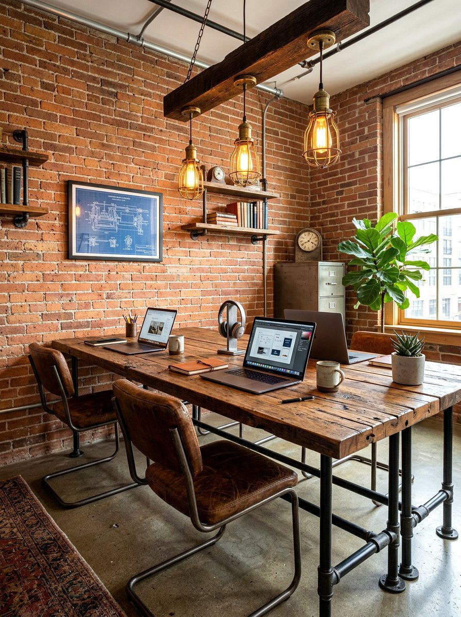 Industrial style two person desk - 30 double desk office ideas