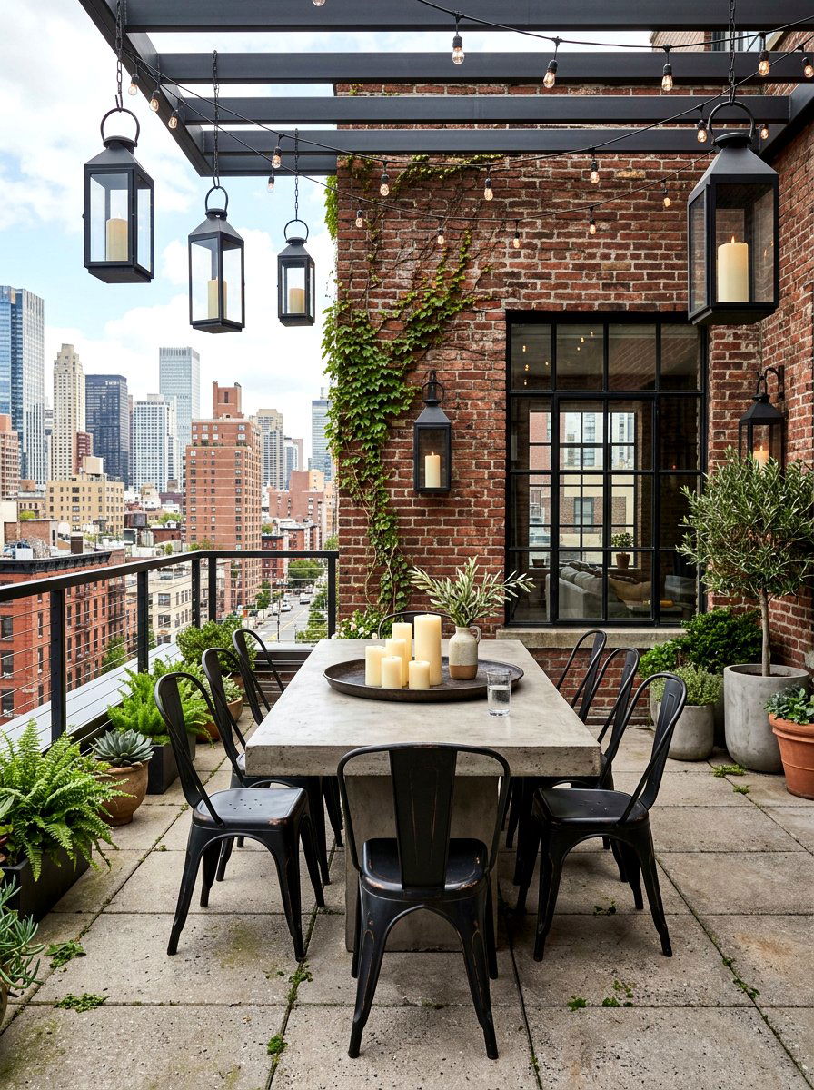Industrial urban terrace area - 30 candlelit patio dinner ideas