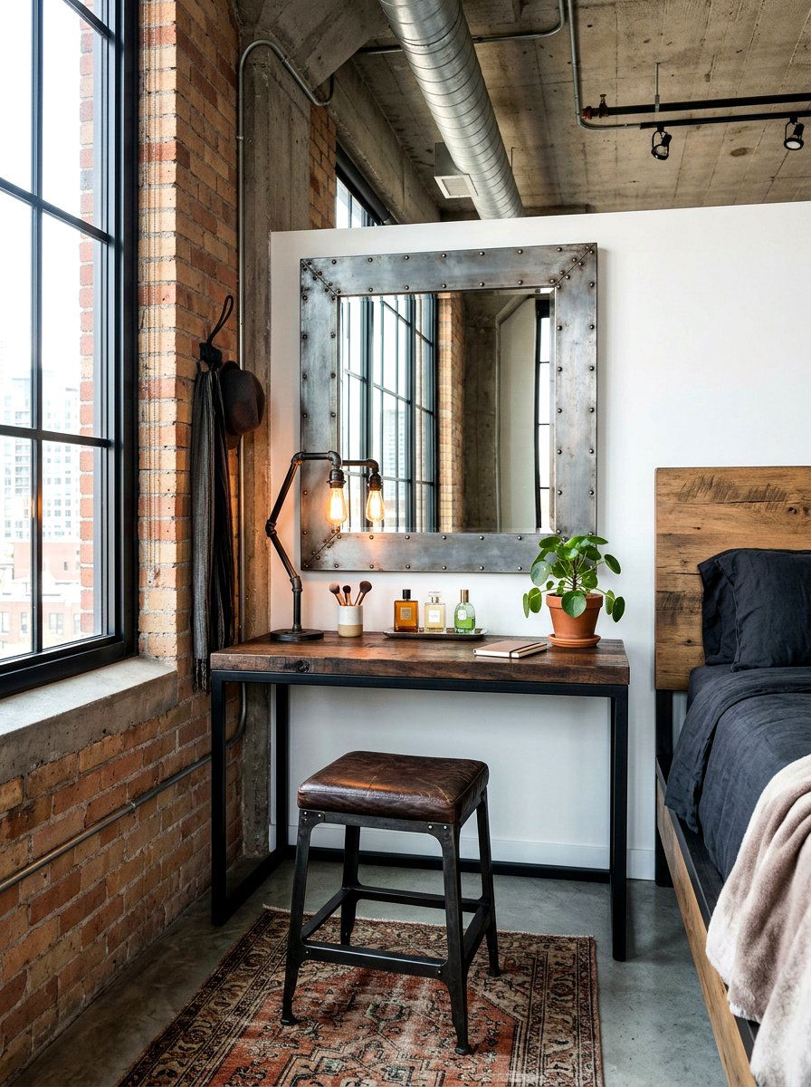 Industrial vanity corner - 30 bedroom vanity corner ideas