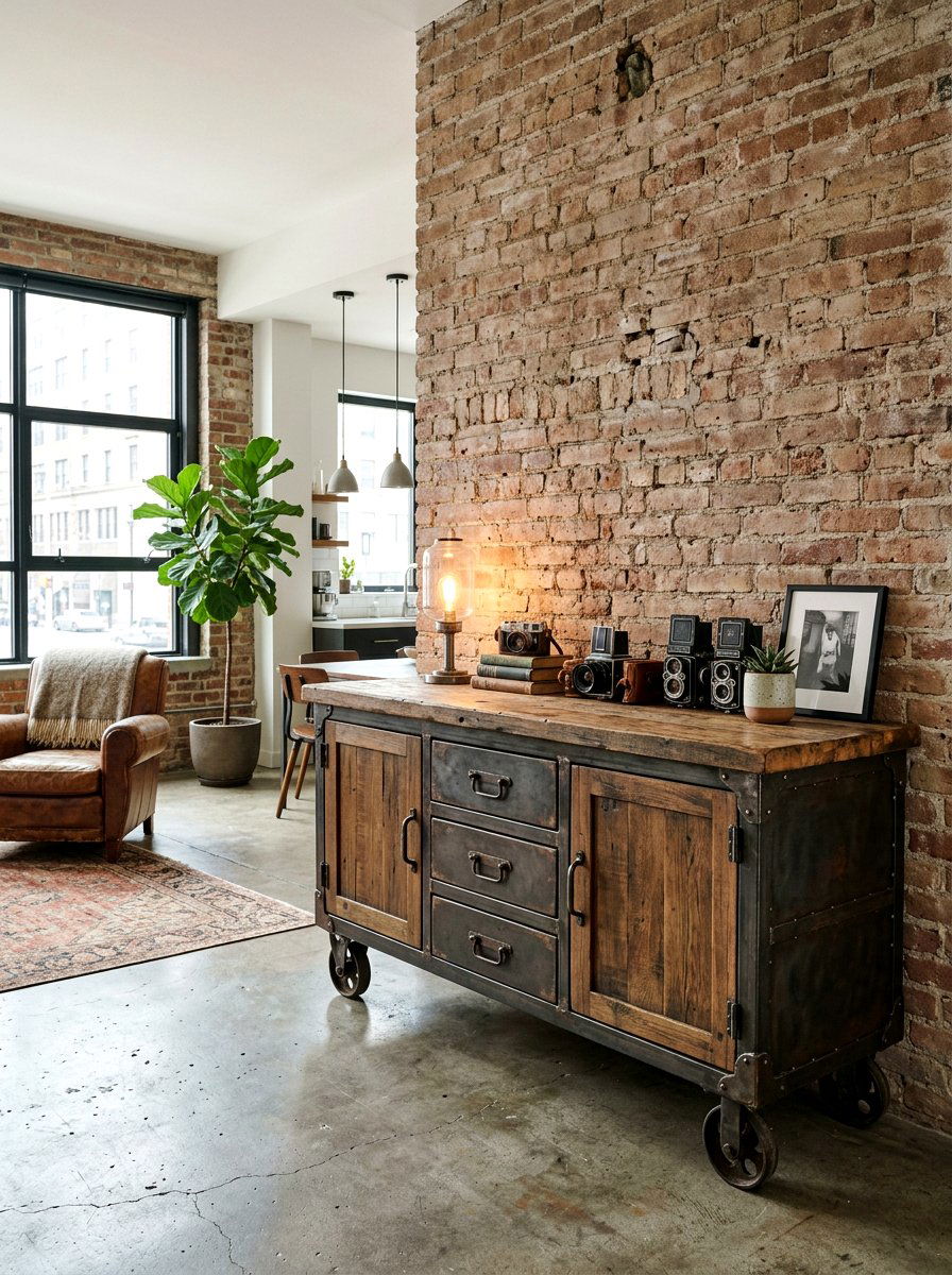 Industrial vintage metal wood sideboard - 30 antique sideboard ideas