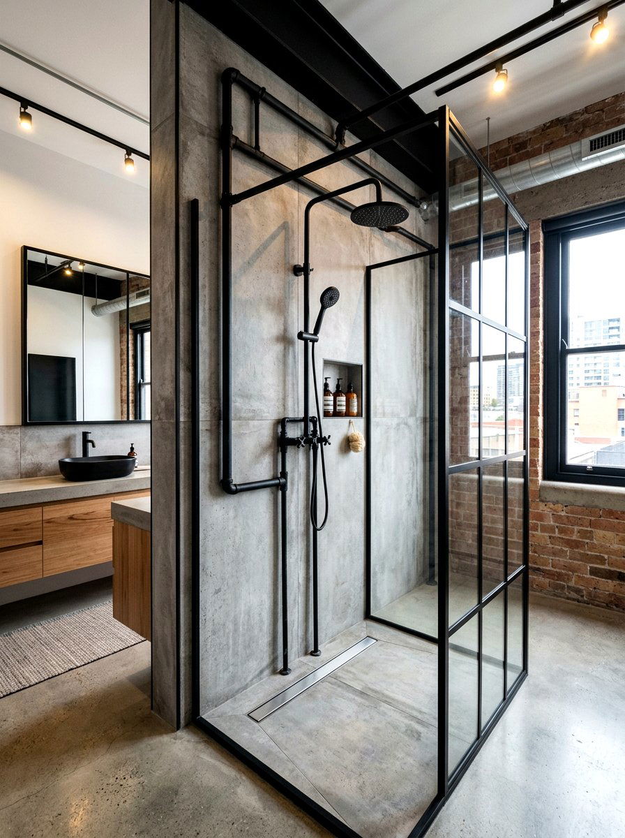Industrial walk in shower - 30 walk in shower ideas