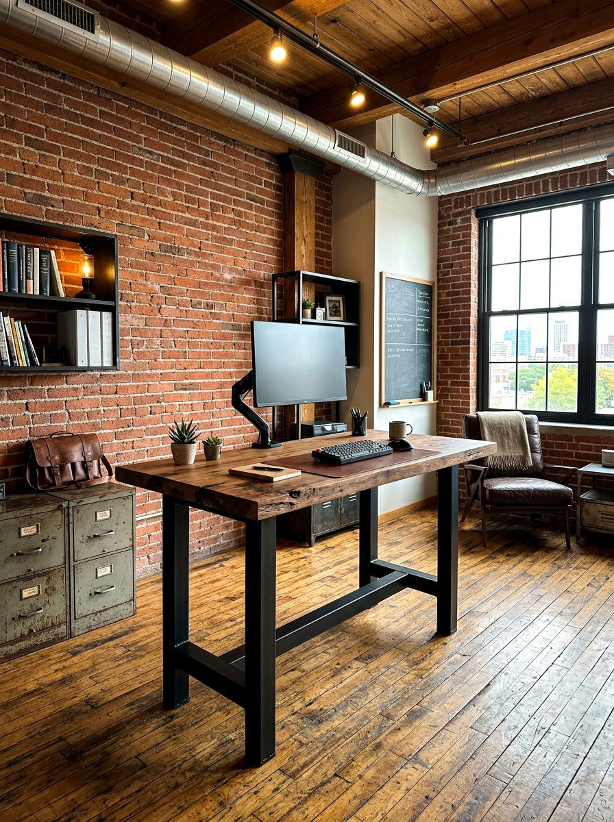 Industrial wood standing desk - 30 standing desk room ideas
