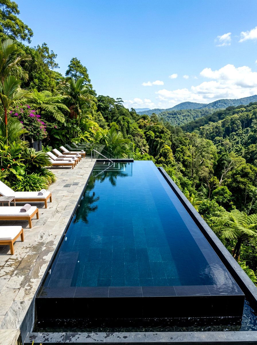 Infinity Black Bottom Pool - 30 black bottom pool backyard ideas