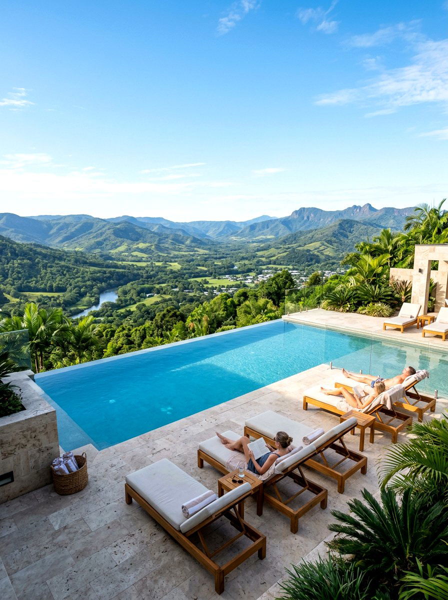 Infinity Edge Pool Viewing Area - 30 pool lounge patio ideas