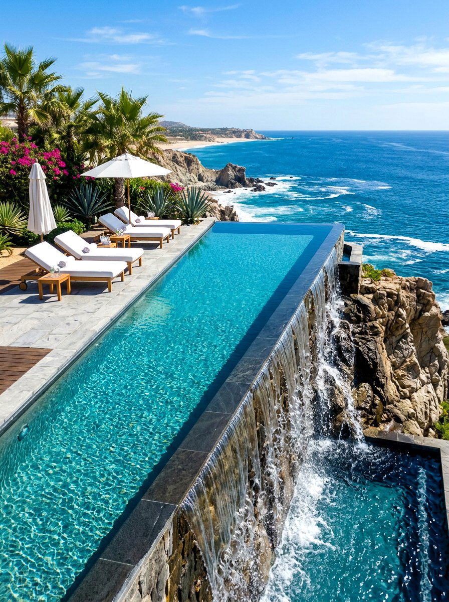 Infinity Edge Waterfall Pool - 30 pool waterfall ideas