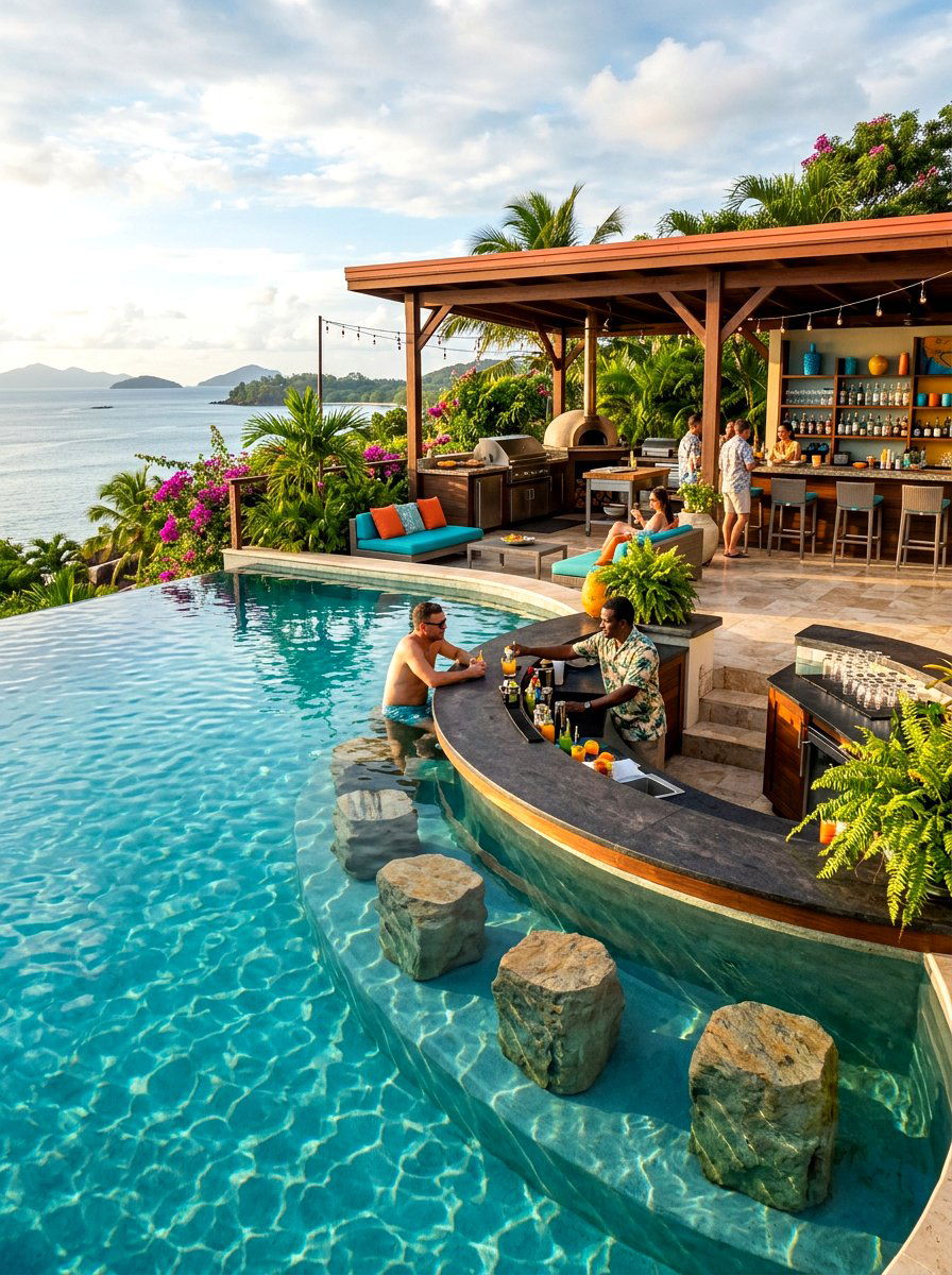 Infinity pool with bar - 30 infinity pool backyard ideas