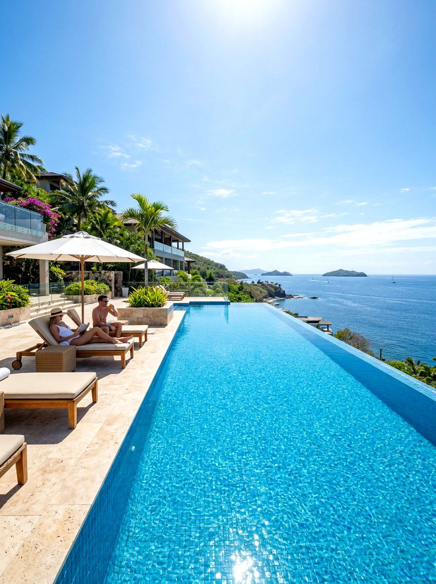 Infinity pool with ocean view - 30 infinity pool backyard ideas