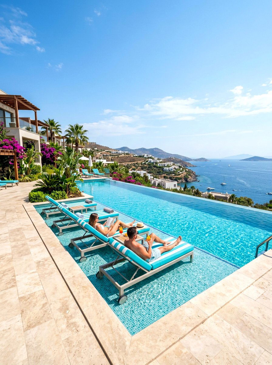 Infinity pool with tanning ledge - 30 infinity pool backyard ideas