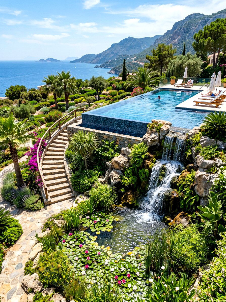 Infinity pool with waterfall - 30 infinity pool backyard ideas