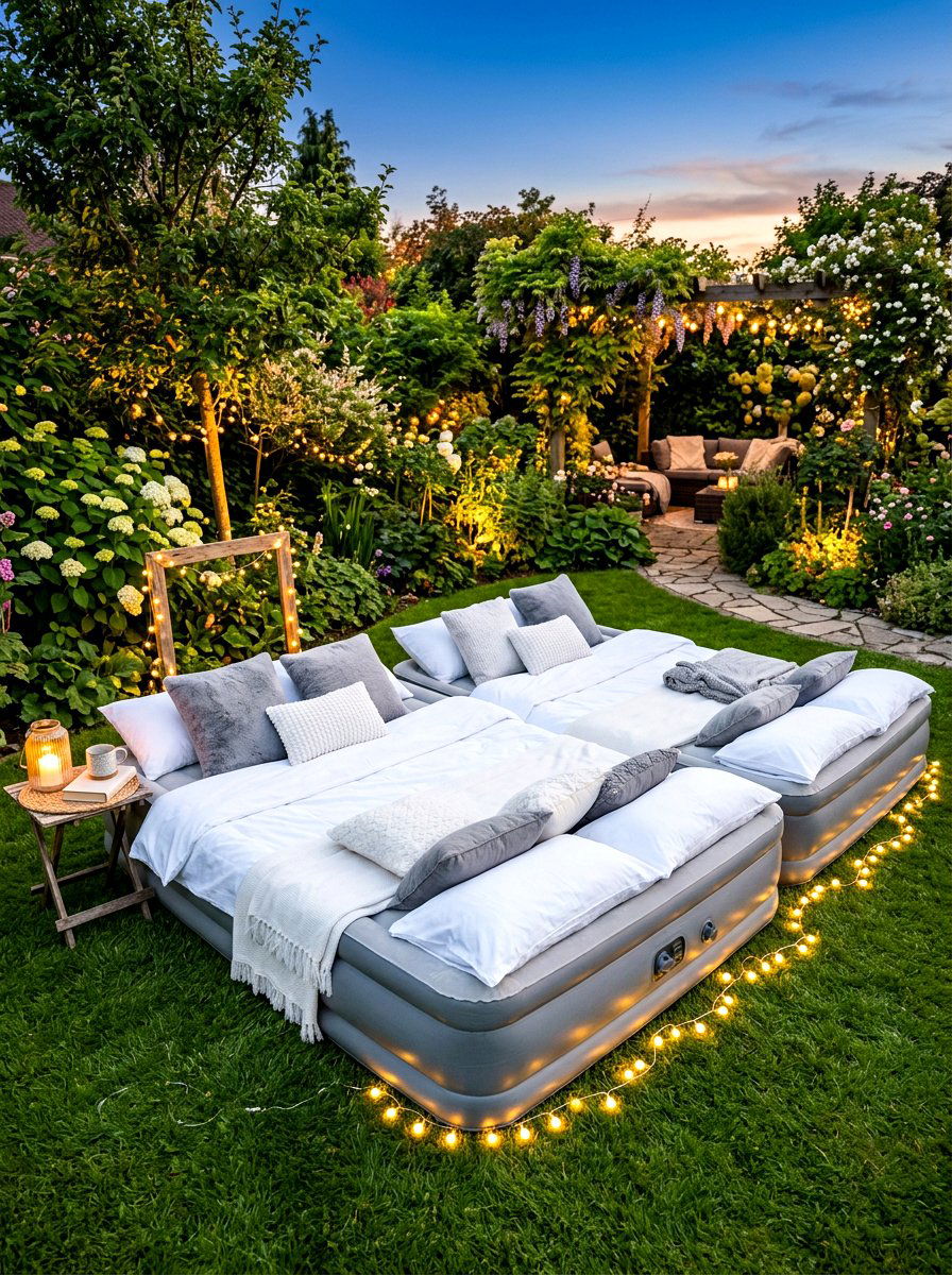Inflatable Air Mattress Lounge - 30 outdoor movie night ideas