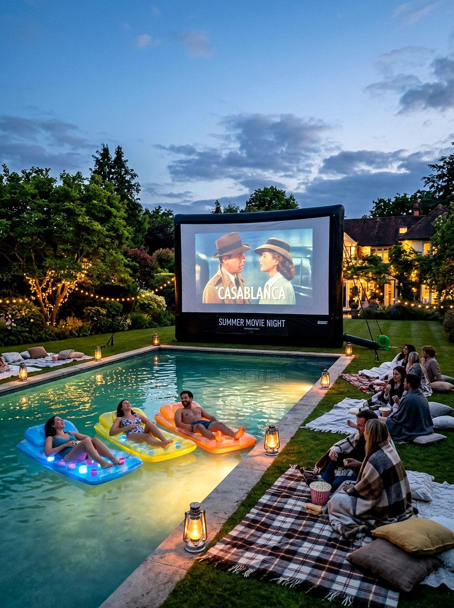 Inflatable Movie Screen - 30 pool party decor ideas