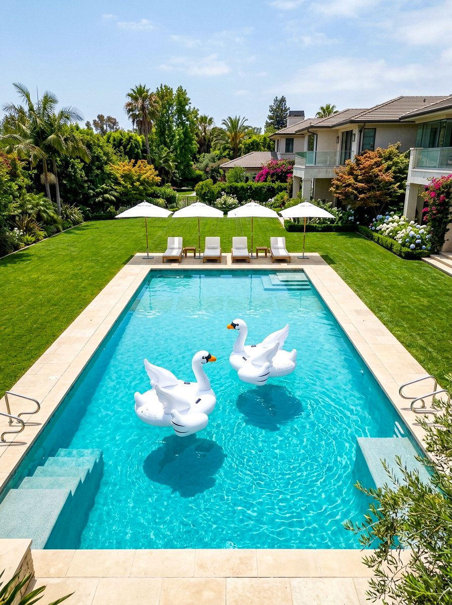 Inflatable Swan Float - 30 pool party decor ideas