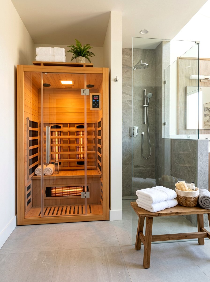 Infrared Sauna Bathroom Corner - 30 sauna inspired bathroom ideas