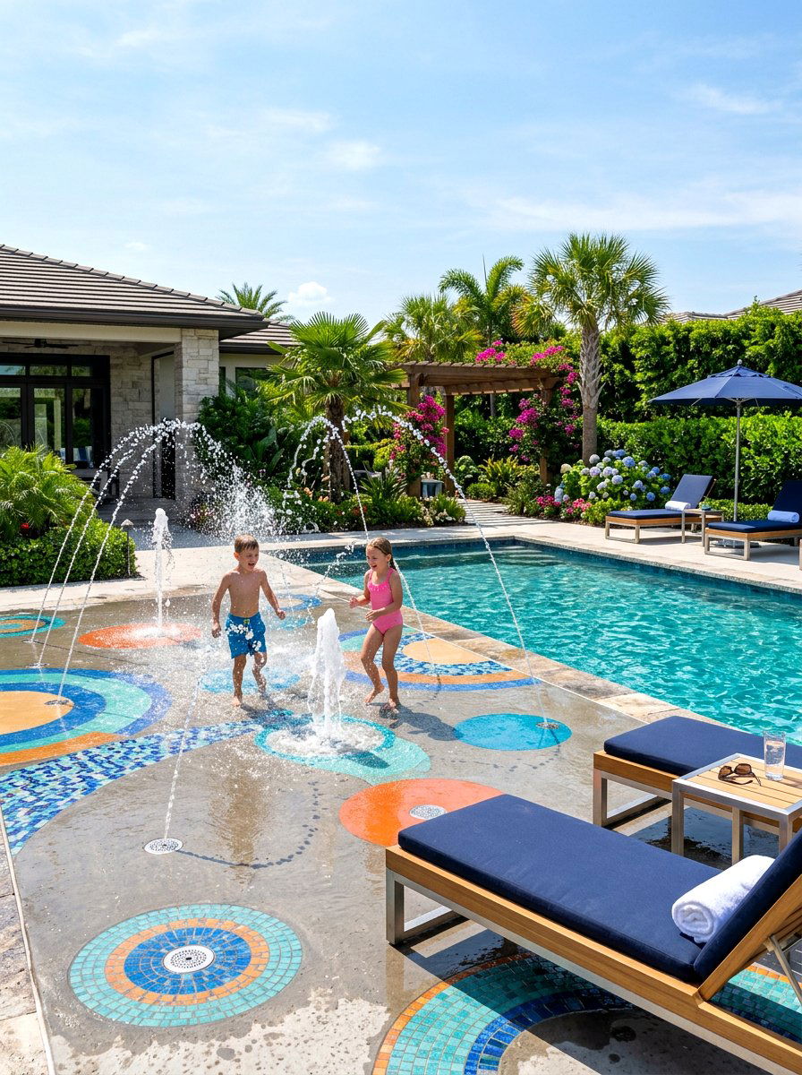 Inground Backyard Splash Pad - 30 backyard game area ideas