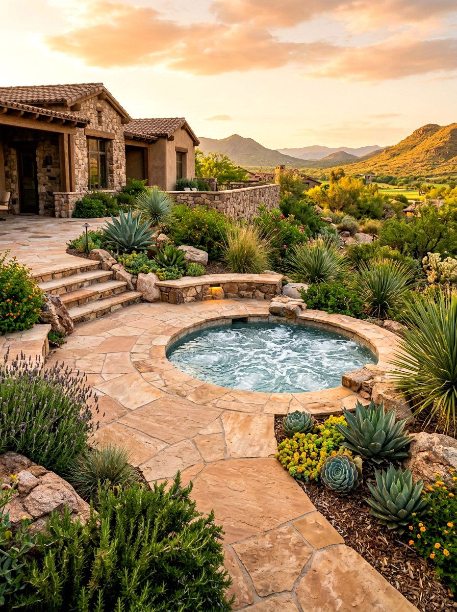 Inground Stone Patio Spa - 30 spa patio retreat ideas