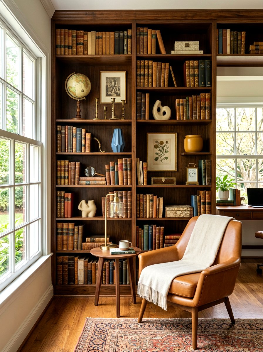 Inherited bookshelf styling with antiques - 30 heirloom decor ideas