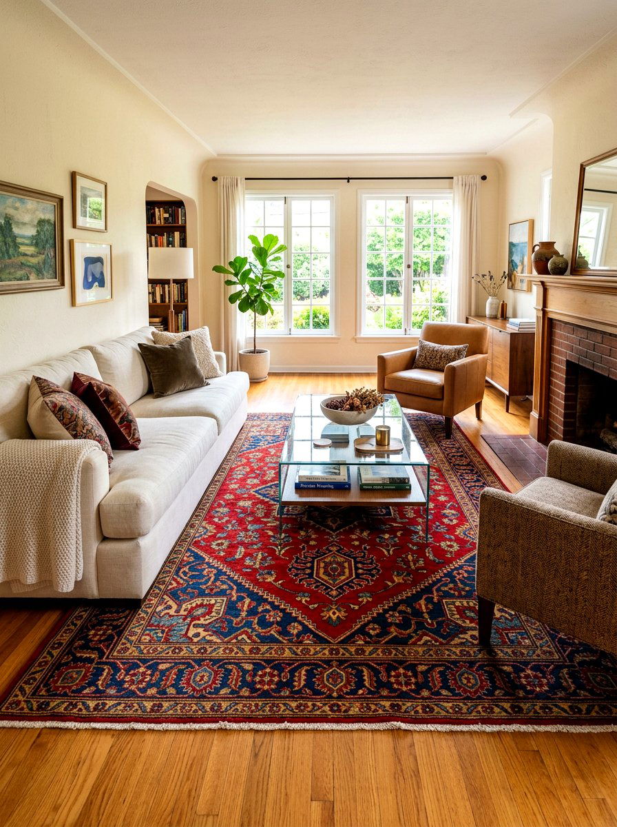 Inherited persian rug living room - 30 heirloom decor ideas