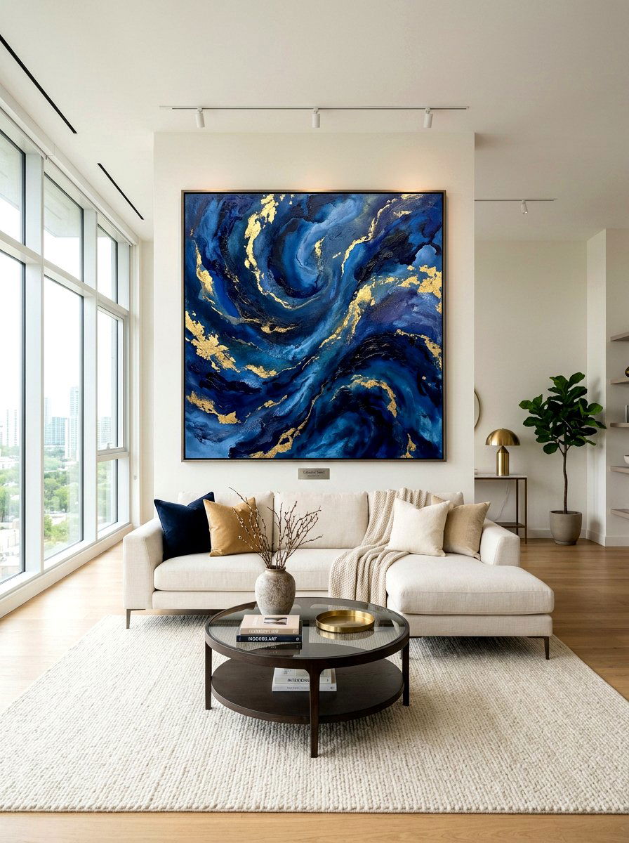 Ink Blue Abstract Wall Art - 30 ink blue lounge ideas