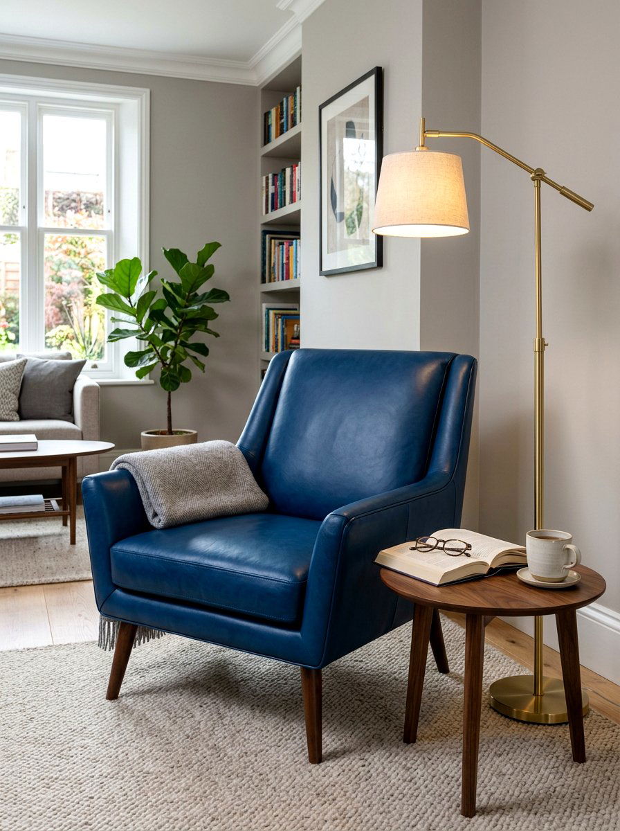 Ink Blue Leather Armchair - 30 ink blue lounge ideas