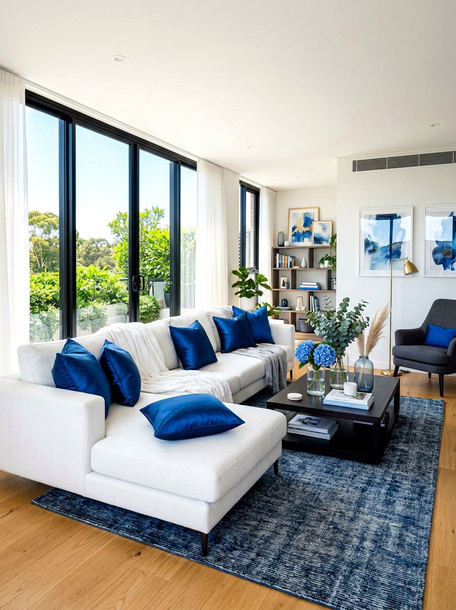 Ink Blue Silk Cushions - 30 ink blue lounge ideas