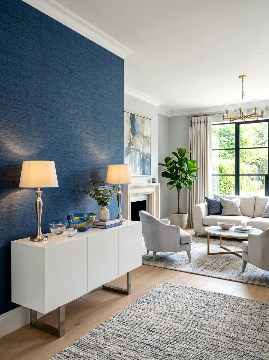 Ink Blue Textured Wallpaper - 30 ink blue lounge ideas