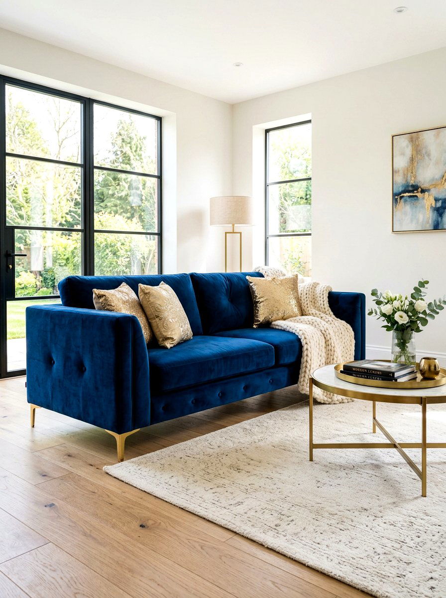 Ink Blue Velvet Sofa - 30 ink blue lounge ideas