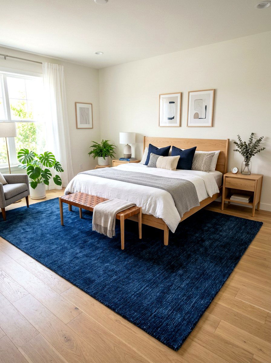 Inky Blue Bedroom Rug - 30 inky blue bedroom ideas