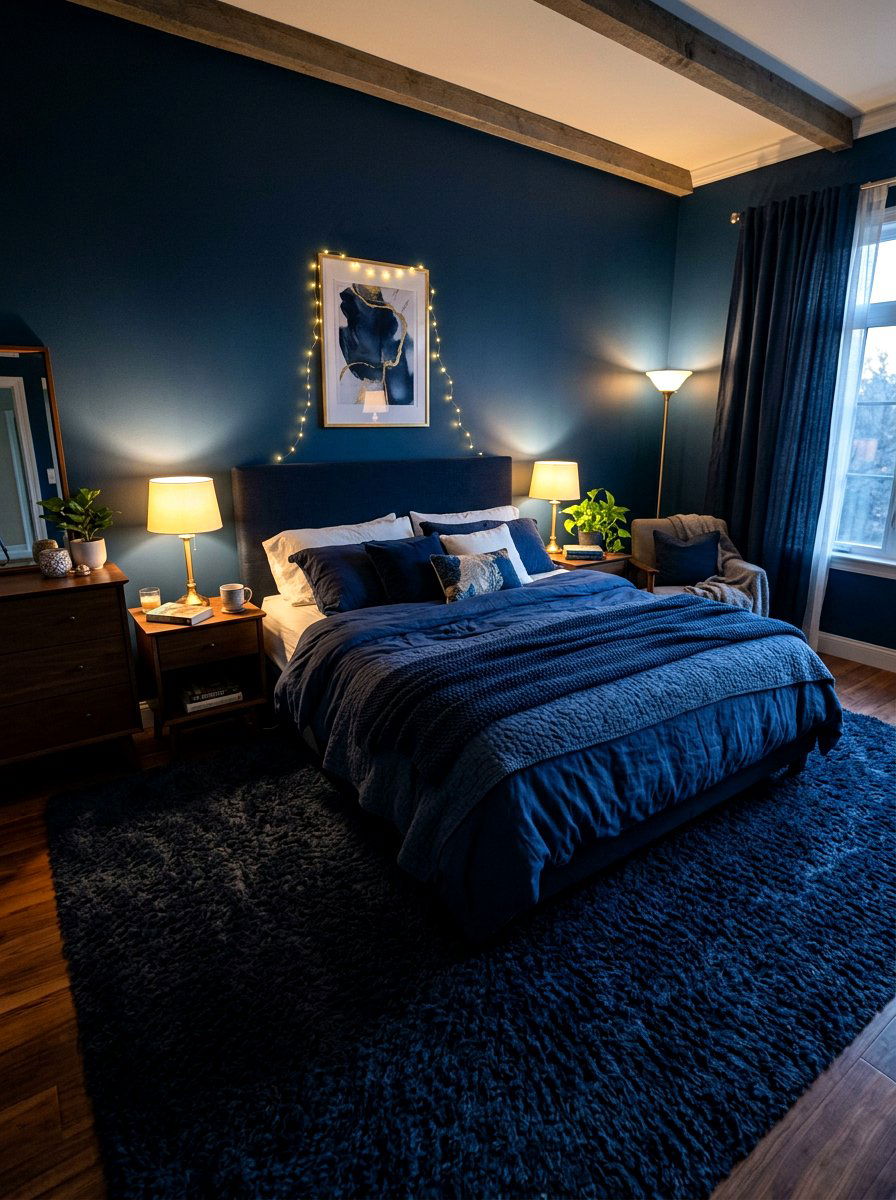 Inky Blue Cozy Bedroom - 30 inky blue bedroom ideas