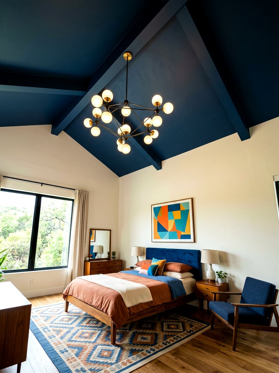 Inky blue bedroom ceiling - 30 inky blue bedroom decor ideas
