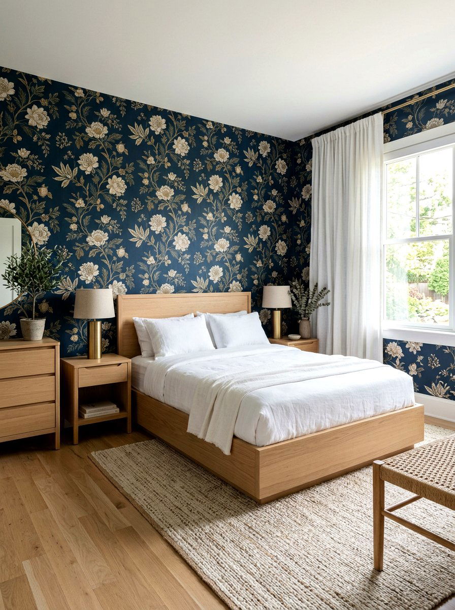 Inky blue bedroom wallpaper - 30 inky blue bedroom decor ideas