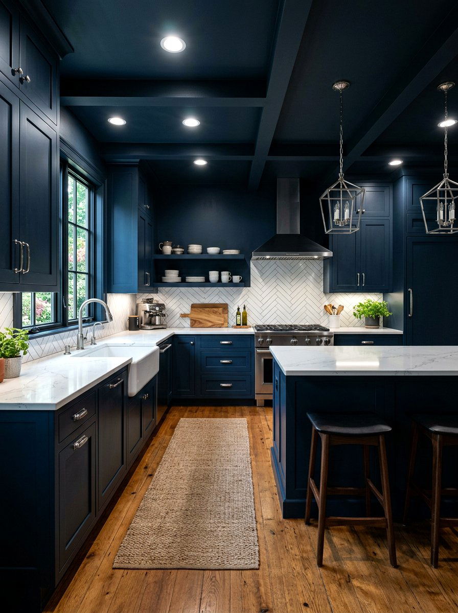 Inky blue kitchen - 30 color drenched kitchen ideas