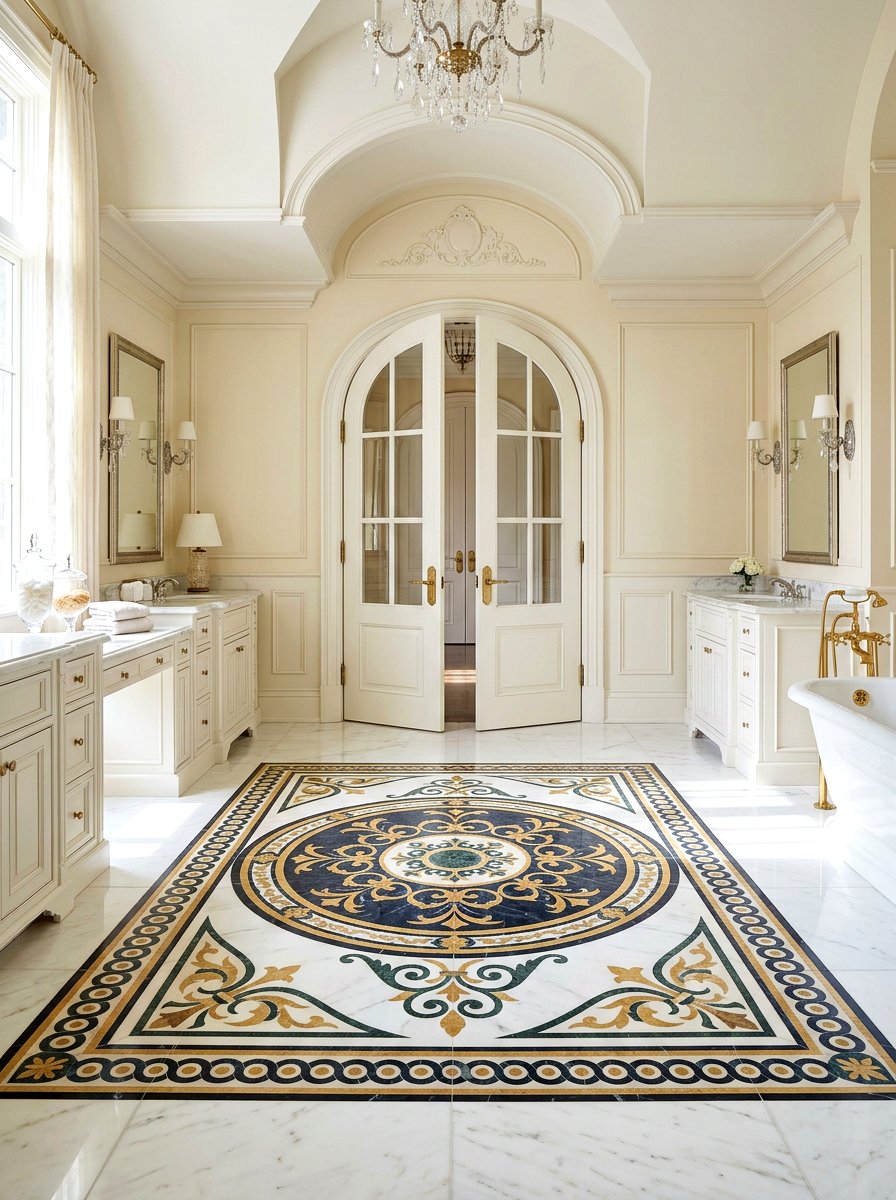 Inlaid Marble Floor - 30 mosaic marble bathroom ideas