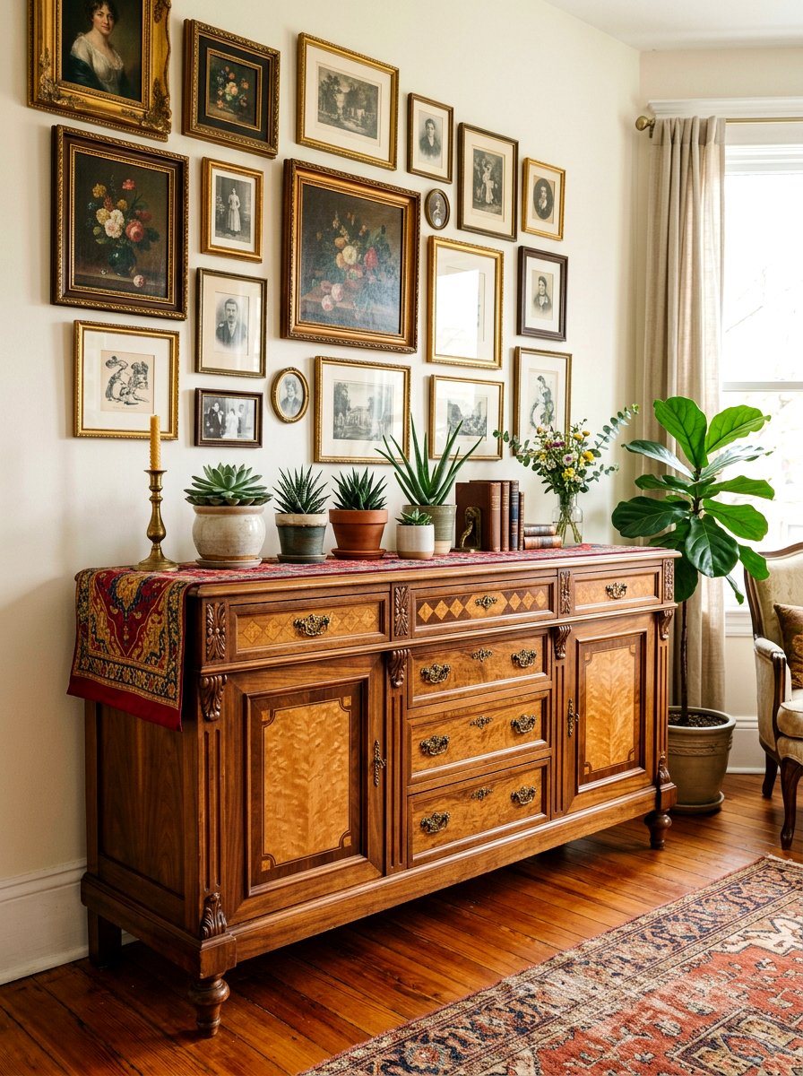 Inlaid walnut Victorian credenza - 30 antique sideboard ideas