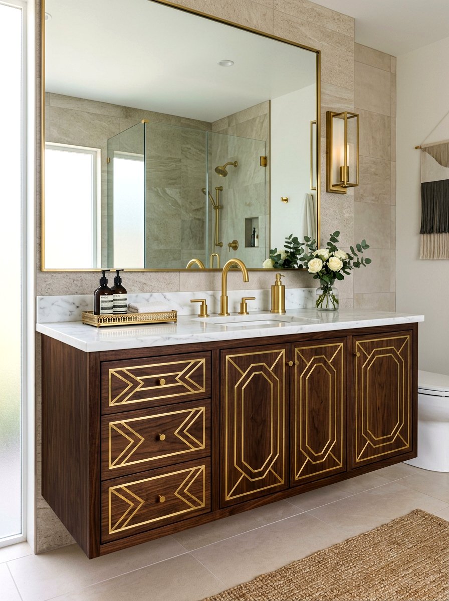 Inlay Detail Vanity - 30 neo deco bathroom vanity ideas