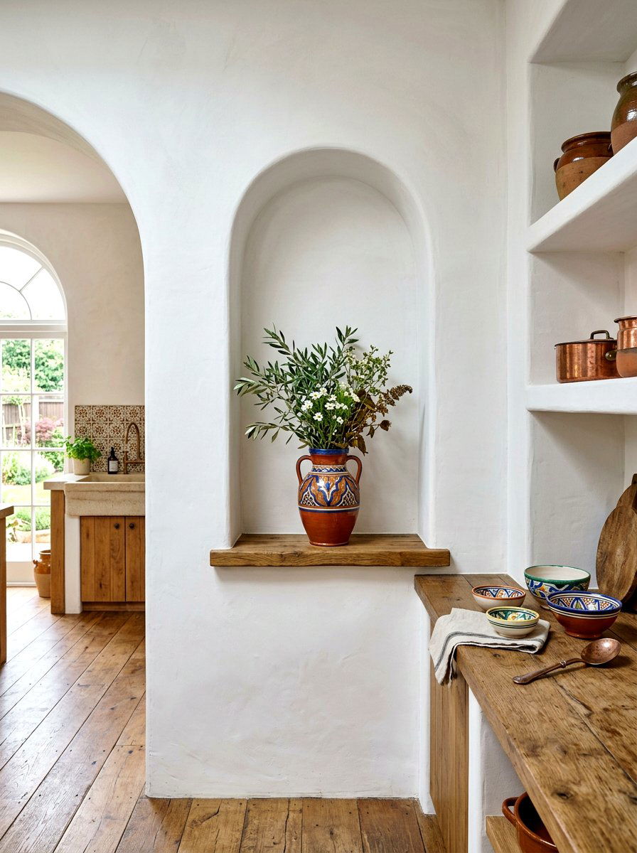 Inset Arched Plaster Niche - 30 heritage kitchen shelf ideas