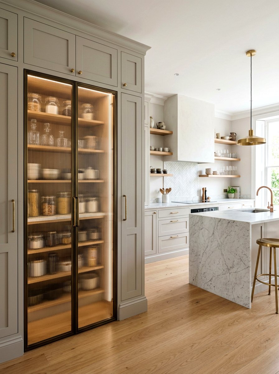 Inset Reeded Glass Pantry - 30 reeded glass pantry ideas