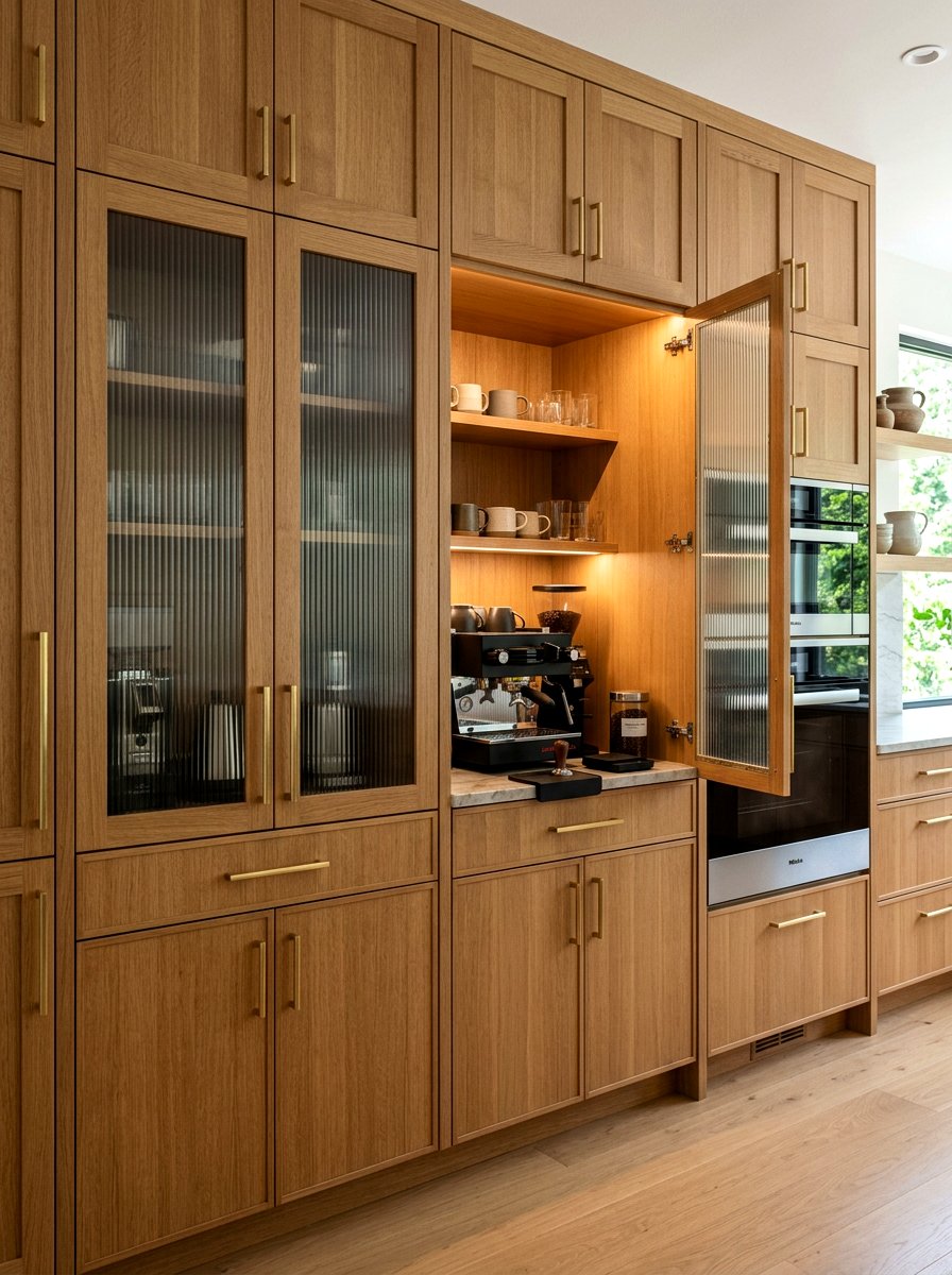 Inset Ribbed Glass Coffee Station Cabinet - 30 ribbed glass cabinet ideas