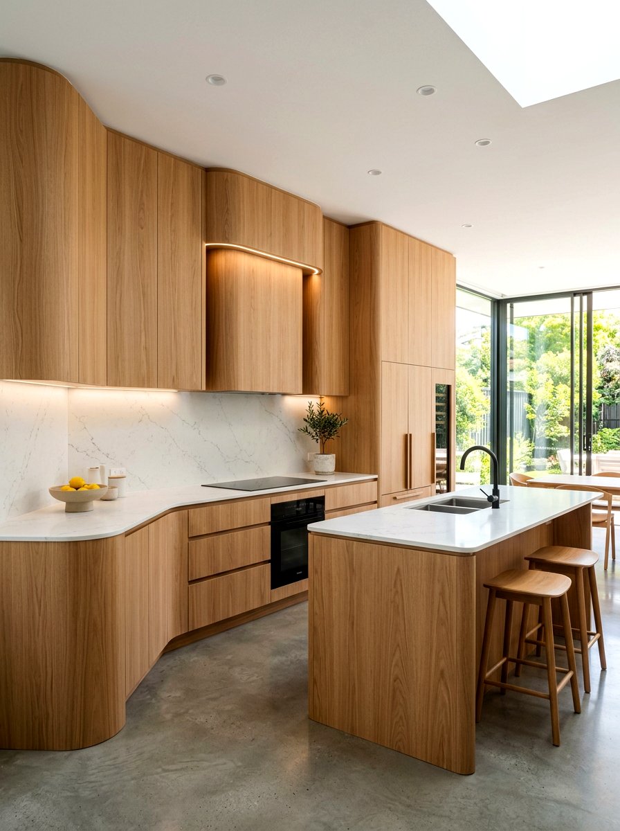 Inset Rounded Range Hood Cabinetry - 30 rounded kitchen hood ideas