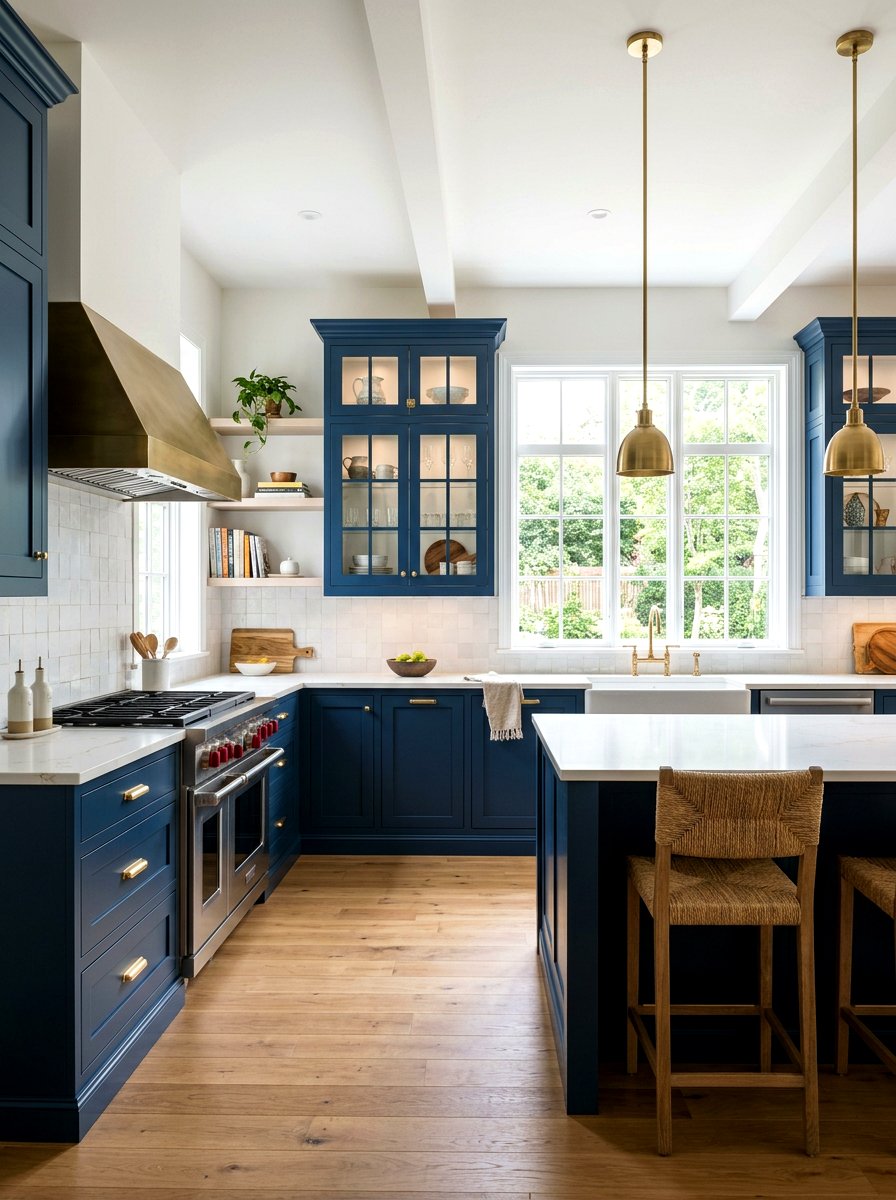 Inset glass kitchen cabinet - 30 glass front kitchen cabinet ideas